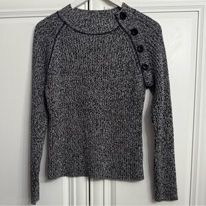 Jana Size XL Marled Navy Crew Neck Sweater w/Button Detail Left Front Shoulder